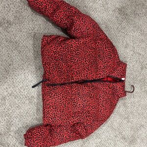 Fabletics Red Animal Print Puffer Jacket